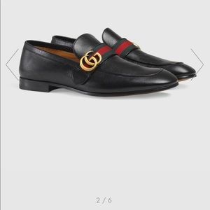 GUCCI leather loafer with Double G and Web